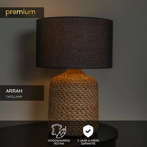 Lucide ARRAH - Tafellamp - Ø 35 cm - 1xE27 - Naturel | Premium - USP